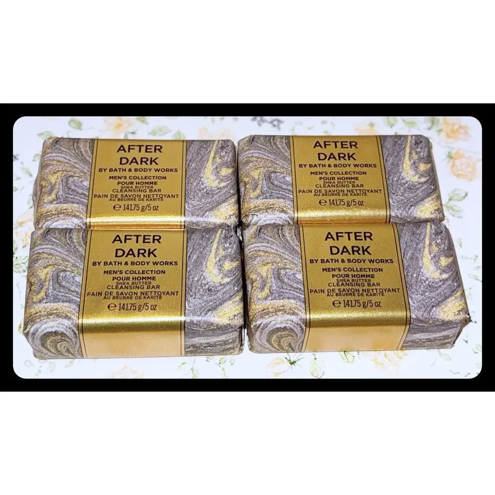 Bath & Body Works 5 oz Men's After Dark Shea Butter Cleansing Bar Soap x4